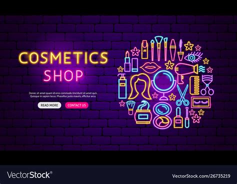 cosmetics shop neon banner design royalty free vector image