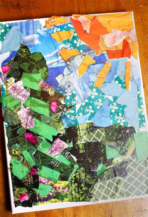 torn paper mosaic art   nanas paper art projects paper