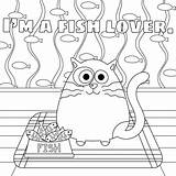 Fish Bowl Coloring Illustration Stock Kitty Colorless Cat Lot sketch template