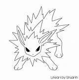 Pokemon Jolteon Lineart Coloring Pages Eevee Deviantart Printable Evolutions Color Template Choose Board sketch template