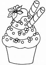 Cupcake Cupcakes Coloring Pages Cute Birthday Drawing Colorear Para Printable Kids Dibujos Strawberry Colouring Color Cake Print Cakes Food Clip sketch template