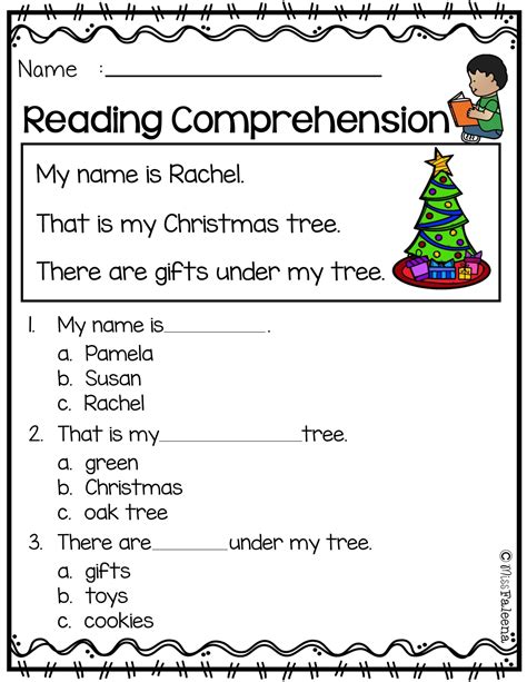 grade christmas reading comprehension worksheets