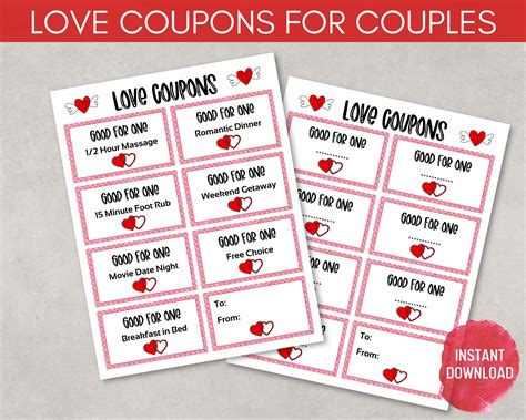 diy love coupons valentines day love coupons for couples etsy