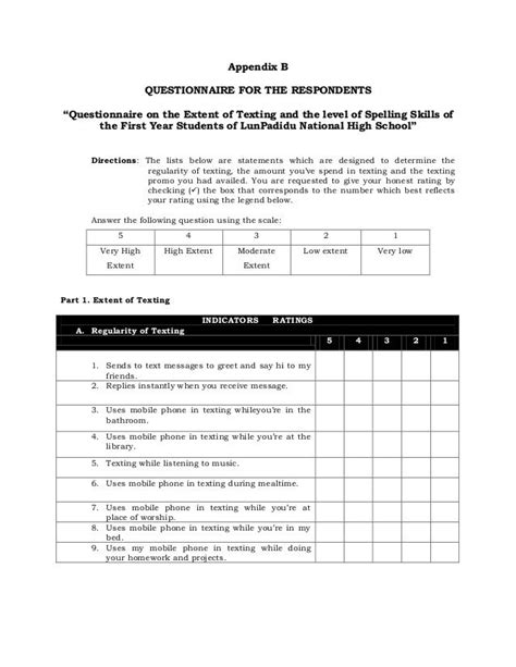 filipino thesis questionnaire sample thesis title ideas  college