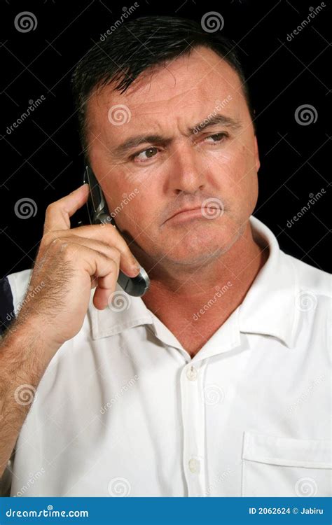 unhappy cell phone man stock images image