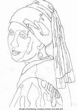 Earring Perla Orecchino Vermeer Famosos Cuadros sketch template