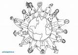 Coloring Colouring Pages Map Children Around Drawing Hands Holding Globe Printable Kids Clipart Hand Global Message People Earth Different Color sketch template