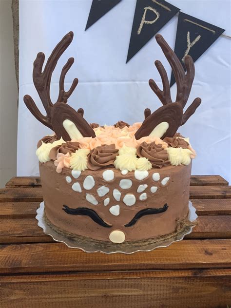 deer cake   woodland birthday party chocolate cake  nutella buttercream  chocolate