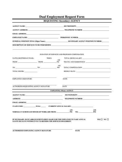 Dual Employment Request Form Jobs Jobs Sc Fill And Sign Printable