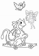Coloring Dragon Printable Pages Cute Fairy Color Print Adults Mythical Creatures Easy Animals sketch template