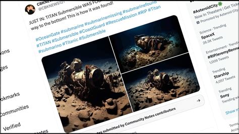 ai generated images  titan submersible debris hit twitter facebook