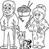 Coloring Grandparents Cat People Pages Surfnetkids Next sketch template