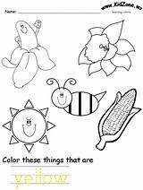 Colors Worksheet Color Preschool Coloring Recognition Yellow Kindergarten Pages Activities Learning sketch template