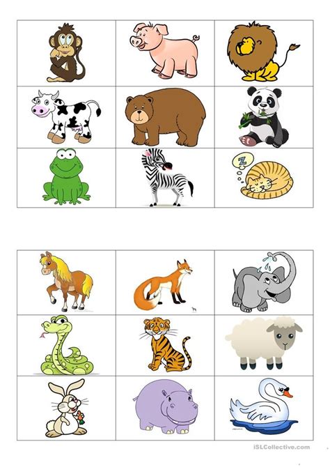 animals bingo cards worksheet  esl printable worksheets