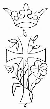 Cross Crown Patterns Embroidery Flowers Needlenthread Pattern Flower Drawing Gif Designs Outline Hand Church Cruz Religious Simple Banner Choose Board sketch template