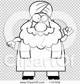 Chubby Sikh Waving Muslim Man Outlined Coloring Clipart Vector Cartoon Thoman Cory sketch template