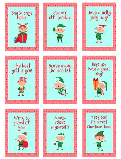 printable elf lunchbox notes  gingerbread housecouk