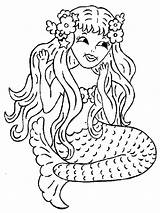 Mermaid Coloring Printable Pages Kids sketch template