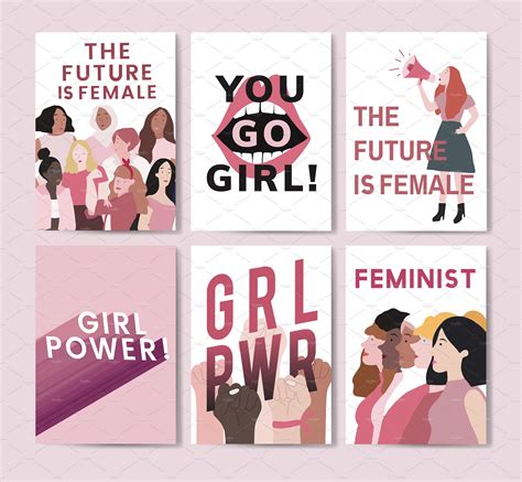 collection of feminist posters custom designed graphics ~ creative market