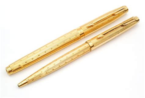 boxed parker  perle gold plated fountain  ballpoint  set se grand vision pens