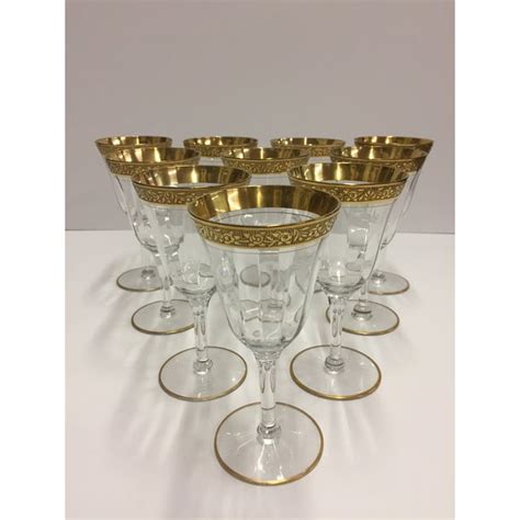 Tiffin Rose Gold Rimmed Wine Glasses Set Of 10 Chairish