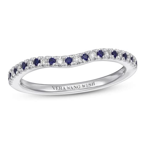 Vera Wang Love Sapphire Diamond Wedding Band 14k White Gold Womens