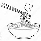 Noodle Chopsticks Outlined sketch template
