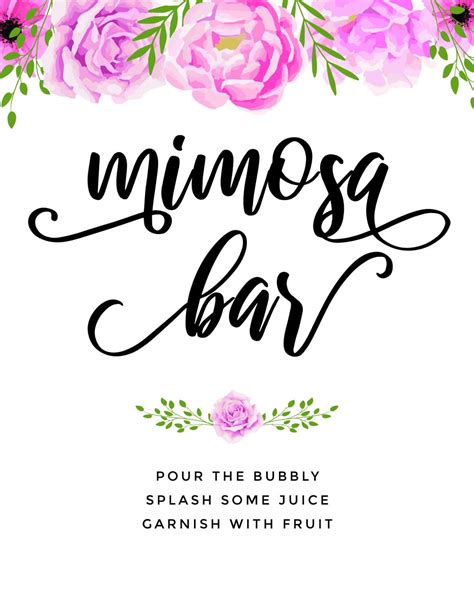 printable mimosa bar sign printable templates  nora