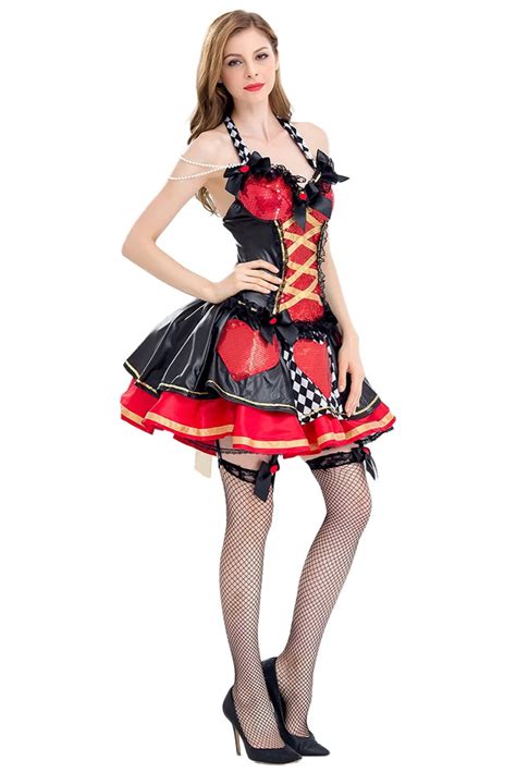 halloween costumes adult womens poker red hearts queen costume dress halloween carnival party