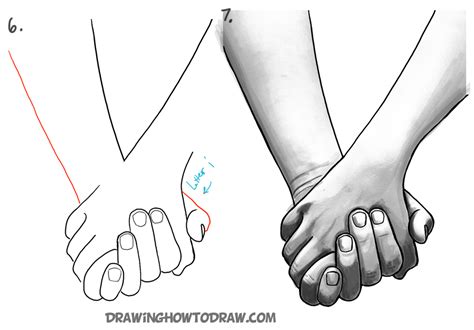 draw holding hands easy howto techno