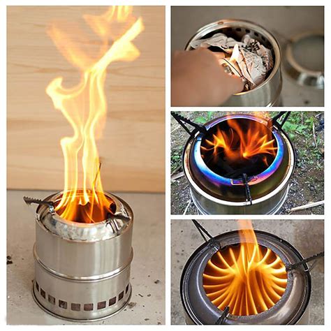 camping stove wood burning backpacking stove stainless steel alcohol wood camp stove  picnic