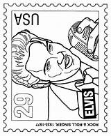 Elvis Presley Colouring Drawing Postage Stamps Getdrawings sketch template