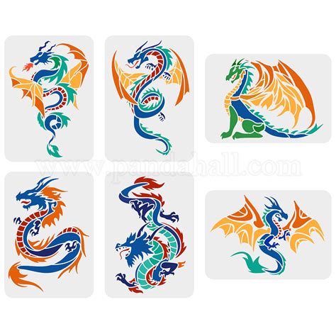 wholesale fingerinspire  pcs dragons stencil xcm plastic dragon