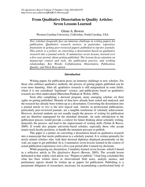 qualitative dissertation  quality articles  lessons