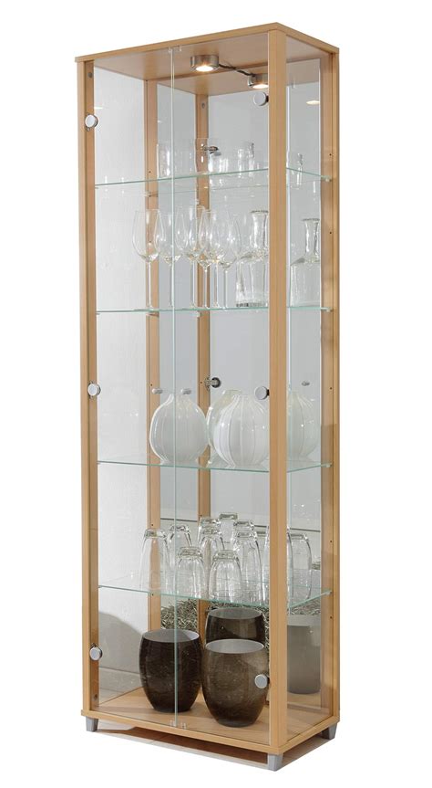Buy Fully Assembled Home Double Glass Display Cabinet 4 Glass Shelves
