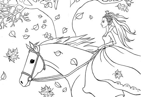 coloring page horse riding