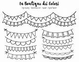 Banner Doodle Bunting Banners Hand Drawn Clipart Party Clip Drawing Printable Digital Birthday Draw Scrapbook Etsy Commercial Personal Use Board sketch template
