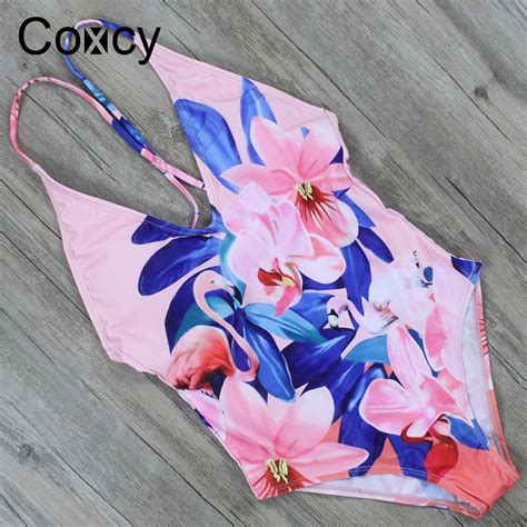 coxcy one piece swimsuit sexy flowers swimwear women bathing suit
