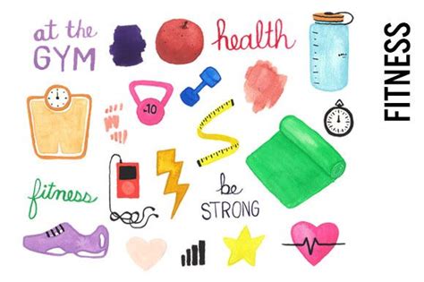 Health Fitness Watercolor Clipart Watercolor Clipart