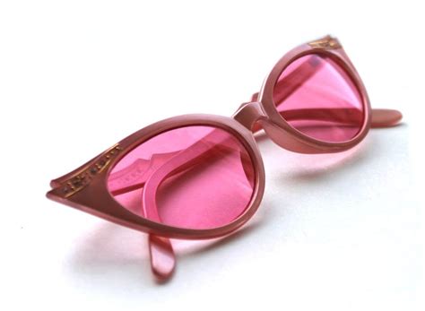 Women S Small Cat Eye Vintage Pink Frame Pink Lens Sunglasses With Gold