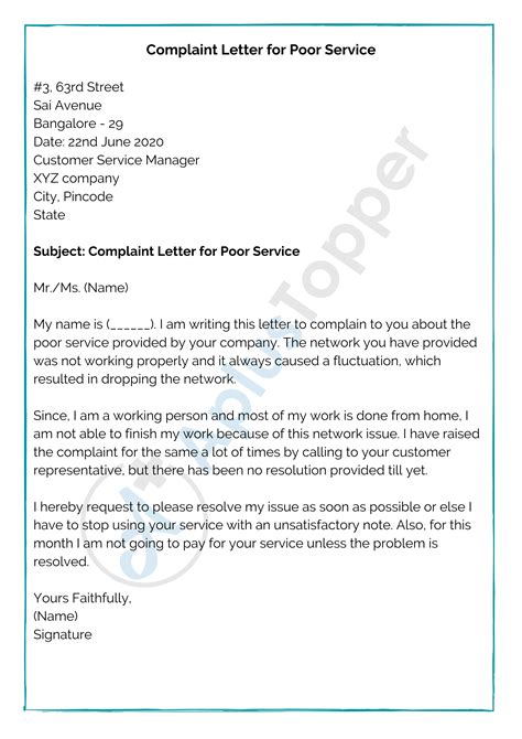 letter format  complaints letter format