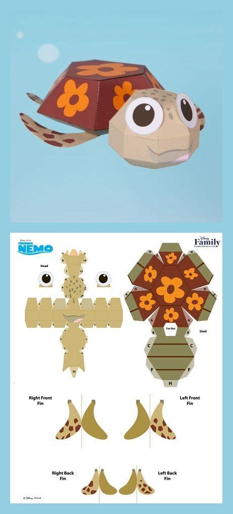 nemo paper toy paper toy printable paper toy disney turtle crafts