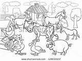 Rural Coloring Designlooter Livestock Farm Animals Illustration Cartoon Scene Group Big sketch template