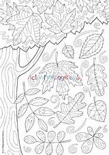 Colouring Autumn Pages Doodle Kids Coloring Adults Fall Older Activityvillage Sheets Leaves Tree Doodles Senior Seniors Adult Printable Leaf Village sketch template