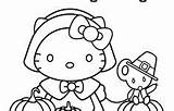 Thanksgiving Coloring Hello Kitty Printable Pages Happy Medium sketch template