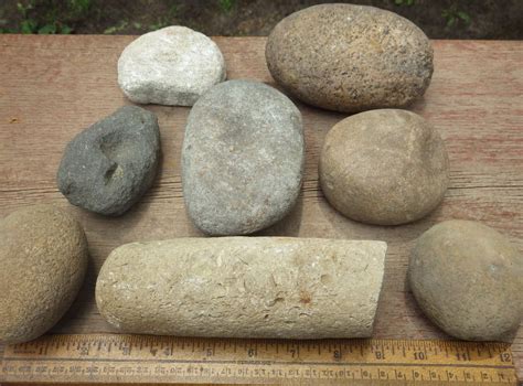 native american hammerstones nutting stones pestles  game stones