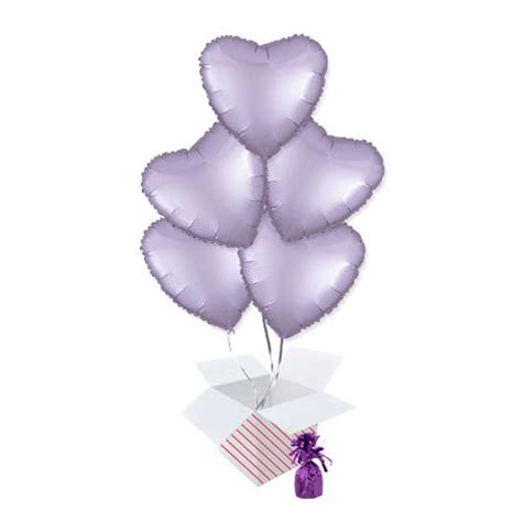 Pastel Lilac Satin Luxe Heart Shape Foil Helium Balloon Bouquet 5