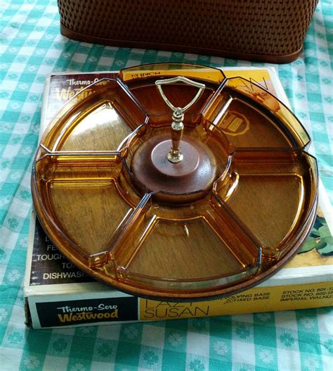 vintage thermo serv westwood lazy susan with fixed base in