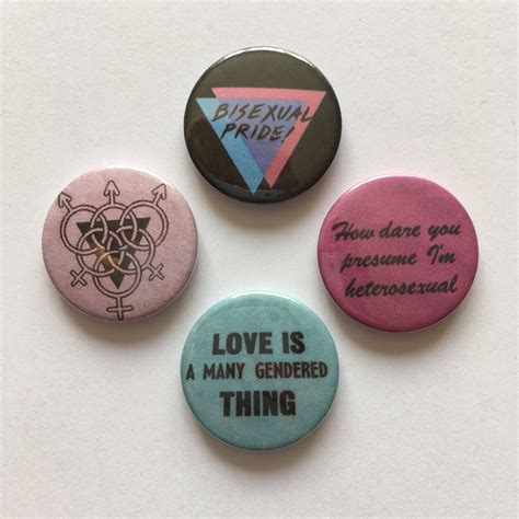 Set Of 4 Bisexual Pride Lgbt Bi Pin Badge Buttons