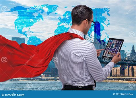 man  red cover protecting city stock photo image  newyork